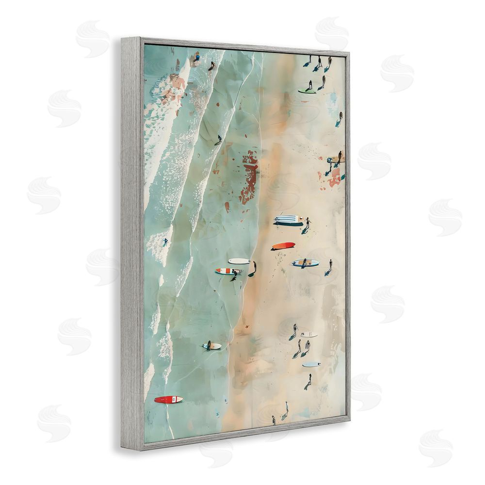 LSR Design Studio Scattered Surf Board Beach Gray Framed Giclee Art Print