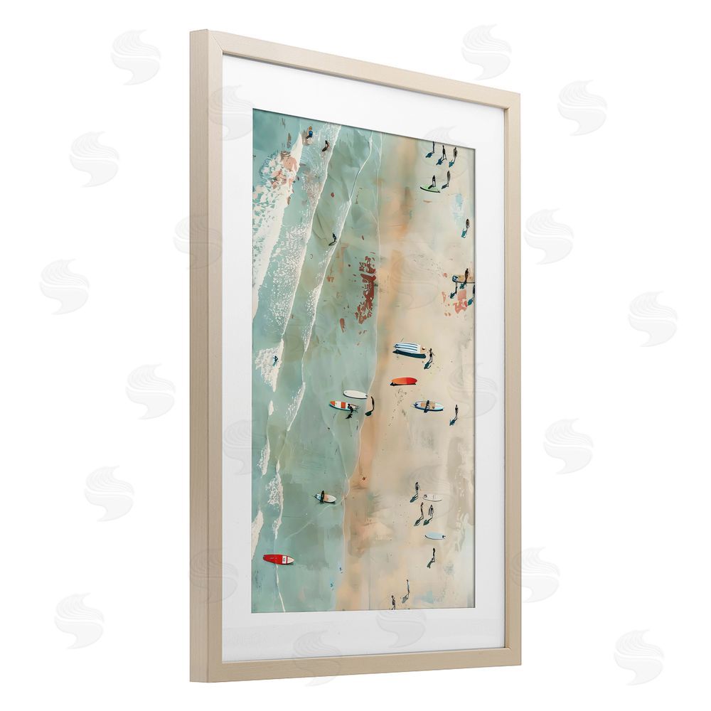 LSR Design Studio Scattered Surf Board Beach Birch Framed Print Under Glass Art