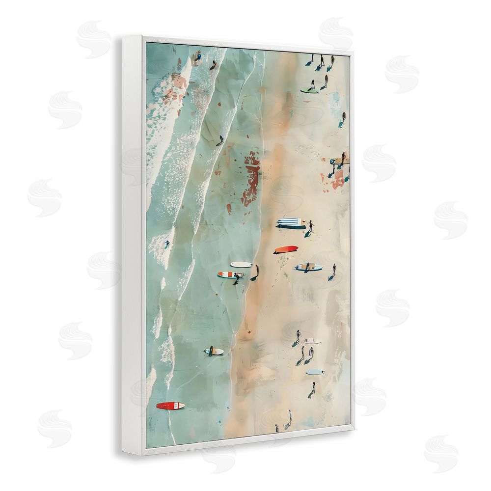 LSR Design Studio Scattered Surf Board Beach White Frame Giclee Art Print