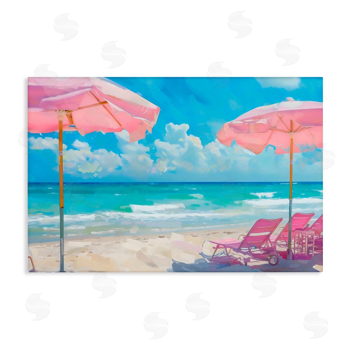 LSR Design Studio Pink Paradise Beach Umbrellas Canvas Wall Art Print