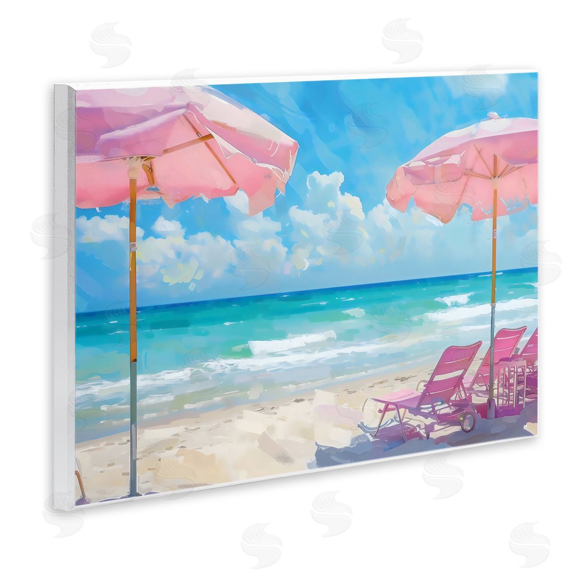 LSR Design Studio Pink Paradise Beach Umbrellas Wall Plaque Art Print