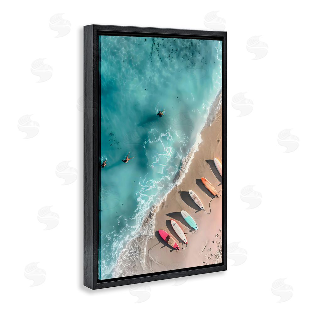 LSR Design Studio Beached Boards Shoreline Black Floating Frame Canvas Wall Art Print