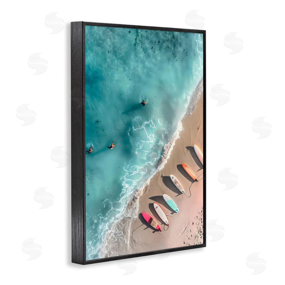 LSR Design Studio Beached Boards Shoreline Black Framed Giclee Art Print