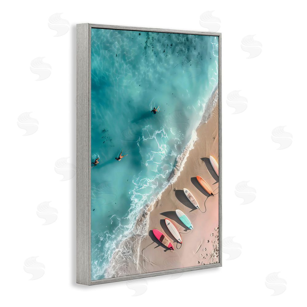 LSR Design Studio Beached Boards Shoreline Gray Framed Giclee Art Print