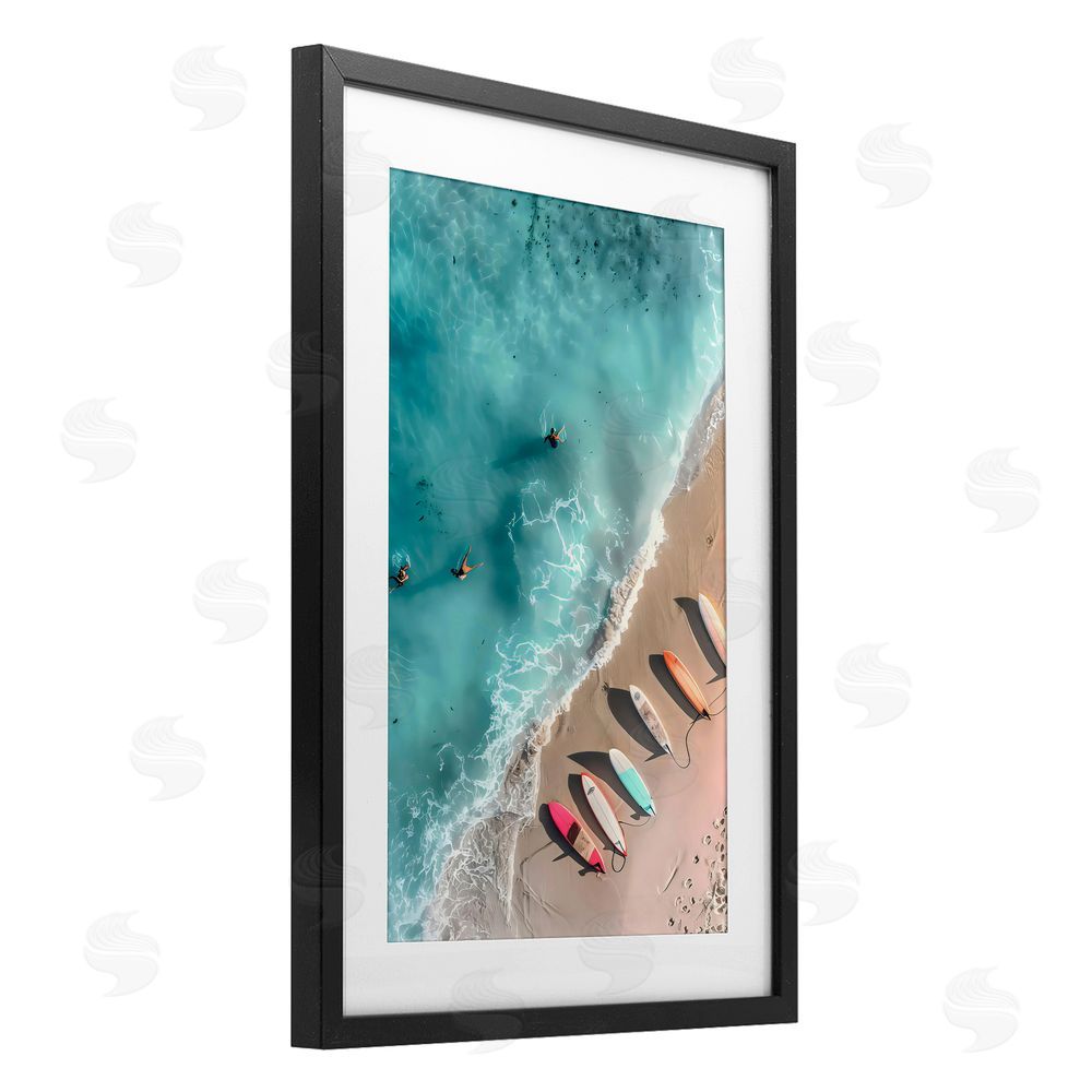LSR Design Studio Beached Boards Shoreline Black Framed Print Under Glass Art