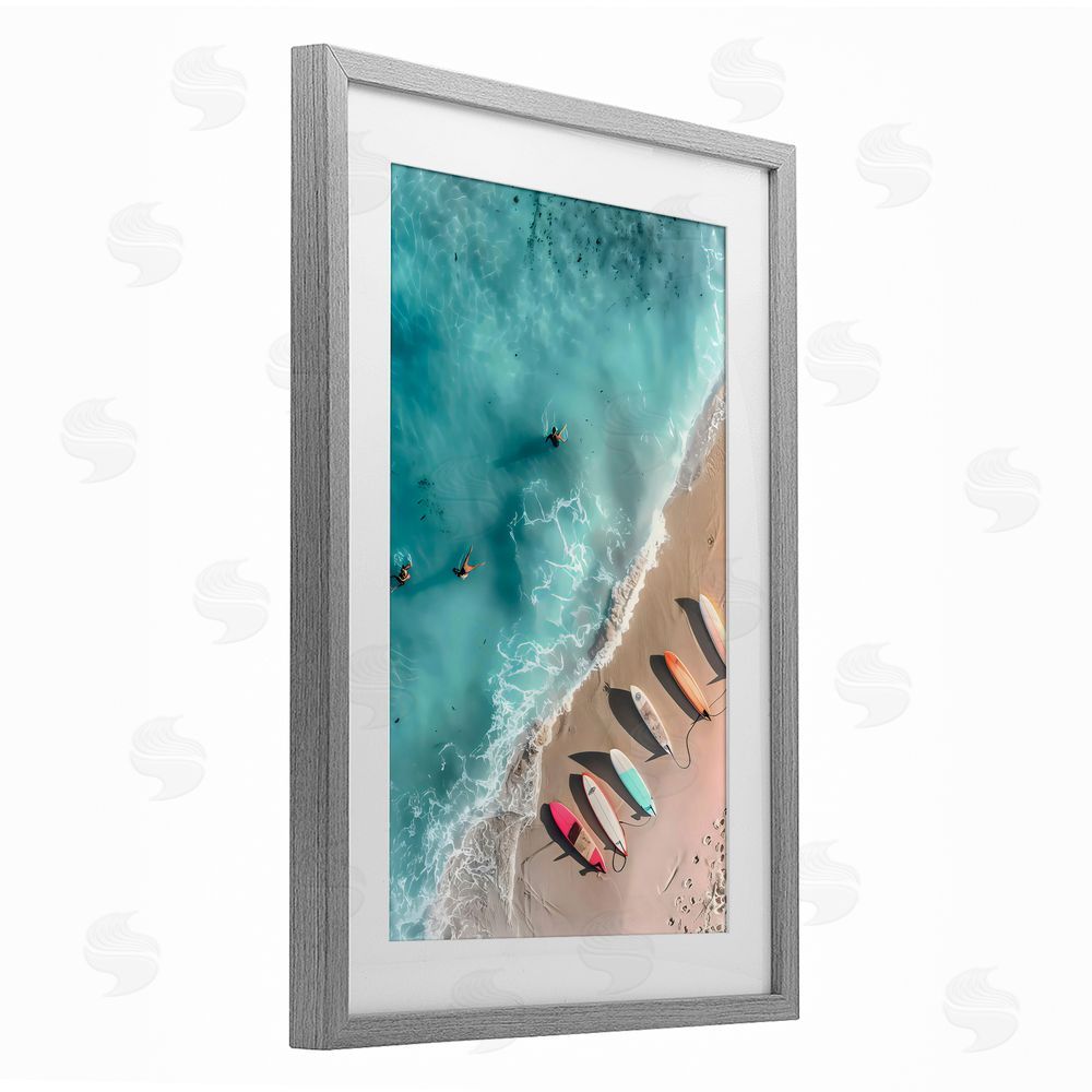 LSR Design Studio Beached Boards Shoreline Gray Framed Print Under Glass Art