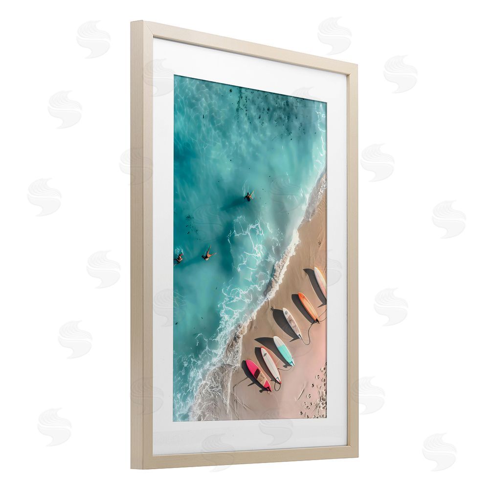 LSR Design Studio Beached Boards Shoreline Birch Framed Print Under Glass Art