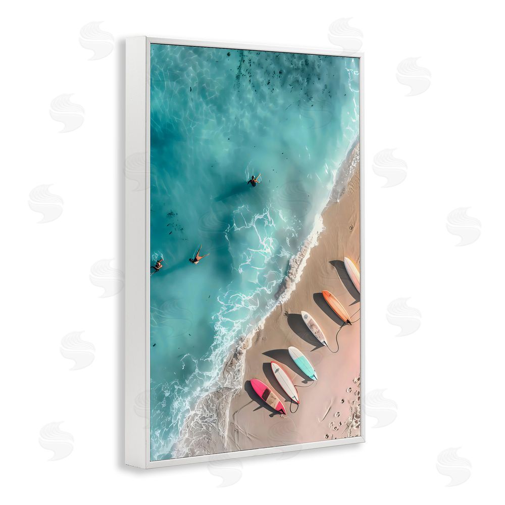 LSR Design Studio Beached Boards Shoreline White Frame Giclee Art Print