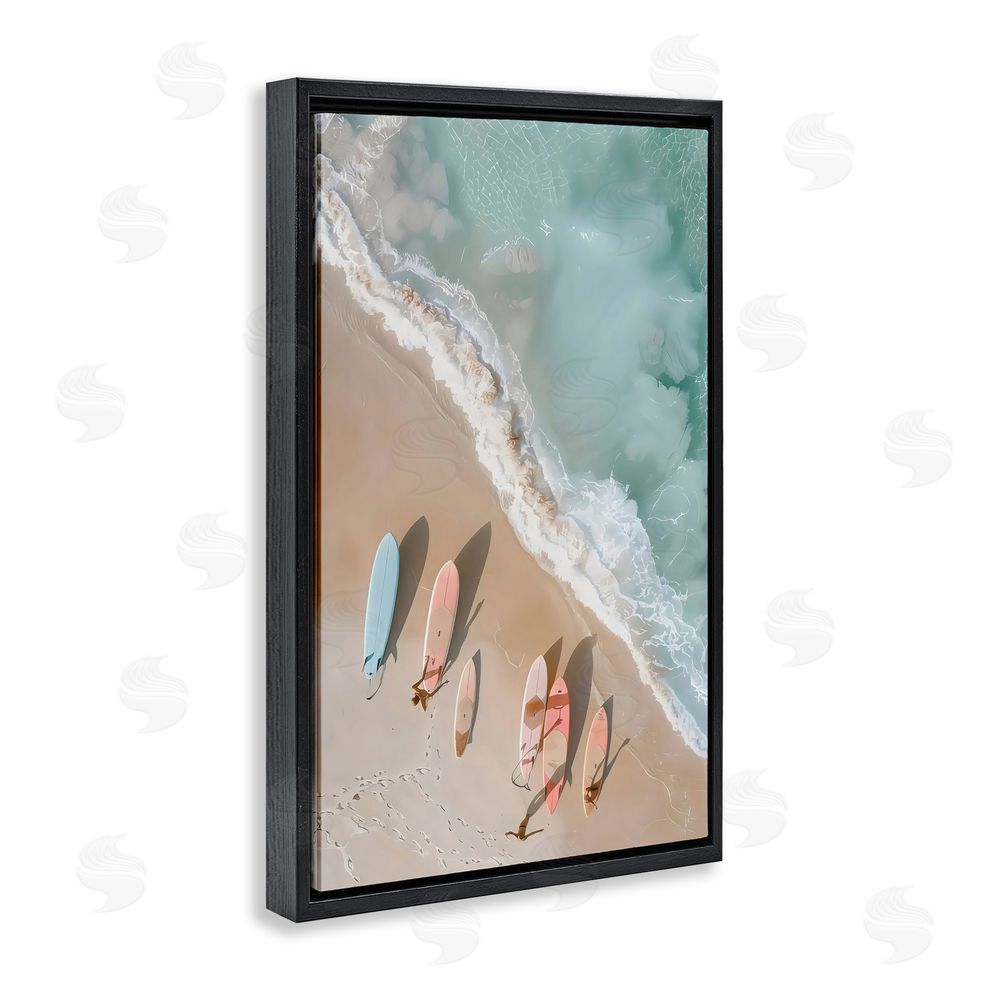 LSR Design Studio Pastel Boards on Shore Black Floating Frame Canvas Wall Art Print