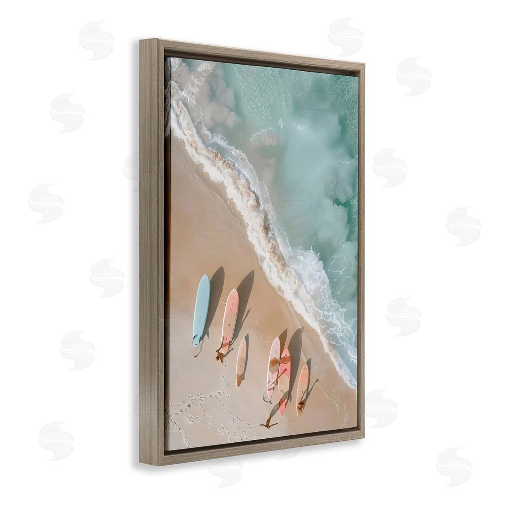 LSR Design Studio Pastel Boards on Shore Brown Floating Frame Canvas Art Print