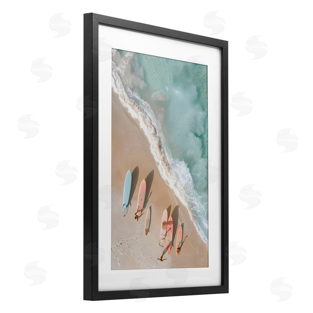 LSR Design Studio Pastel Boards on Shore Black Framed Print Under Glass Art