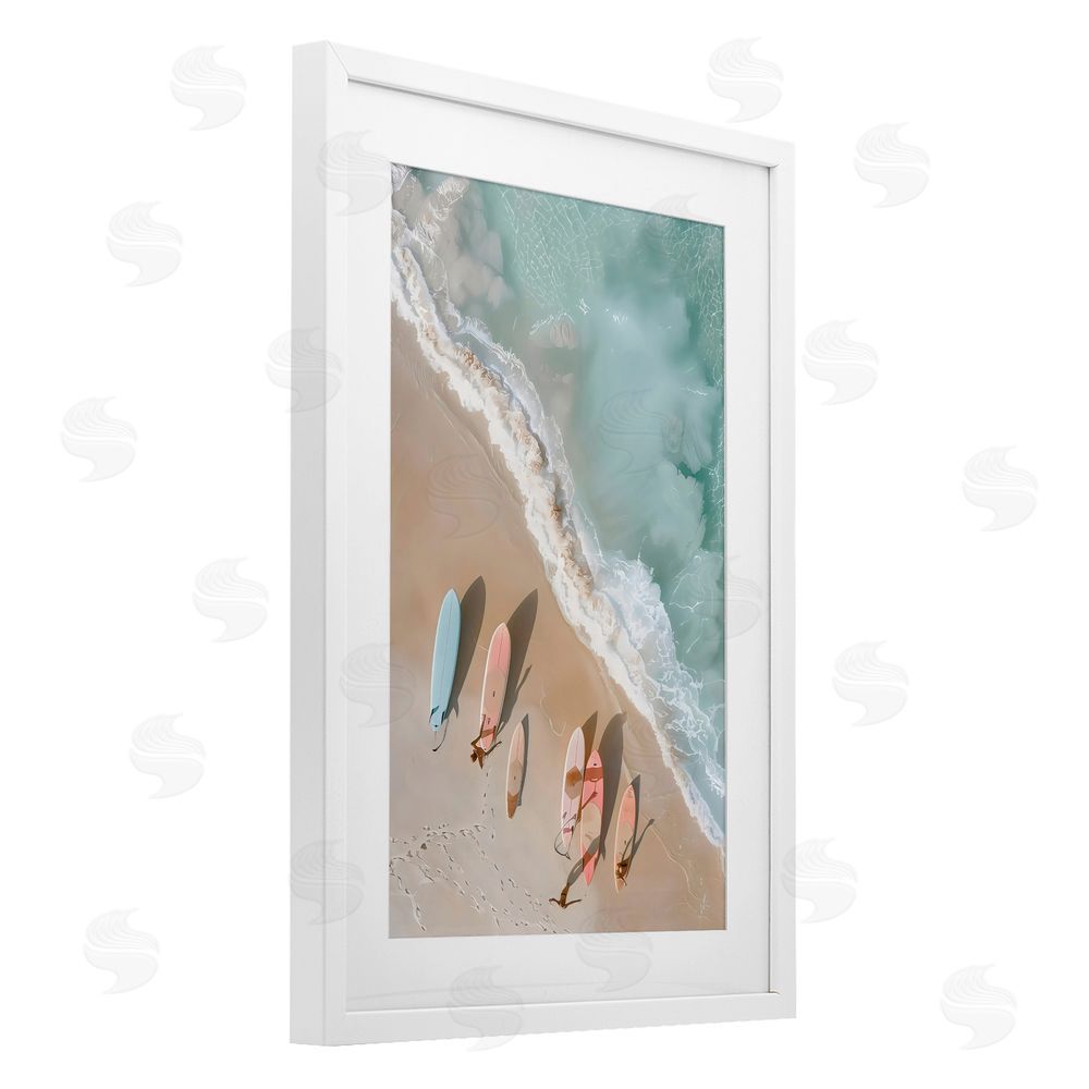 LSR Design Studio Pastel Boards on Shore White Framed Print Under Glass Art