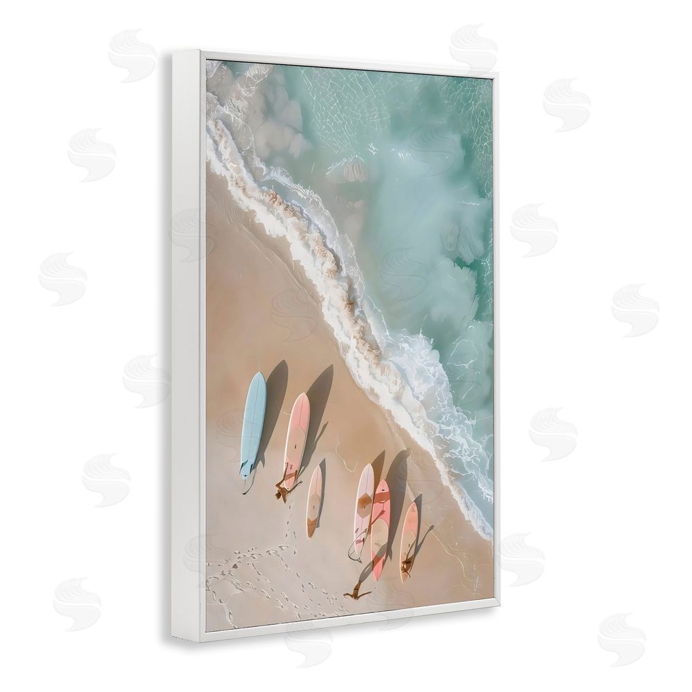 LSR Design Studio Pastel Boards on Shore White Frame Giclee Art Print