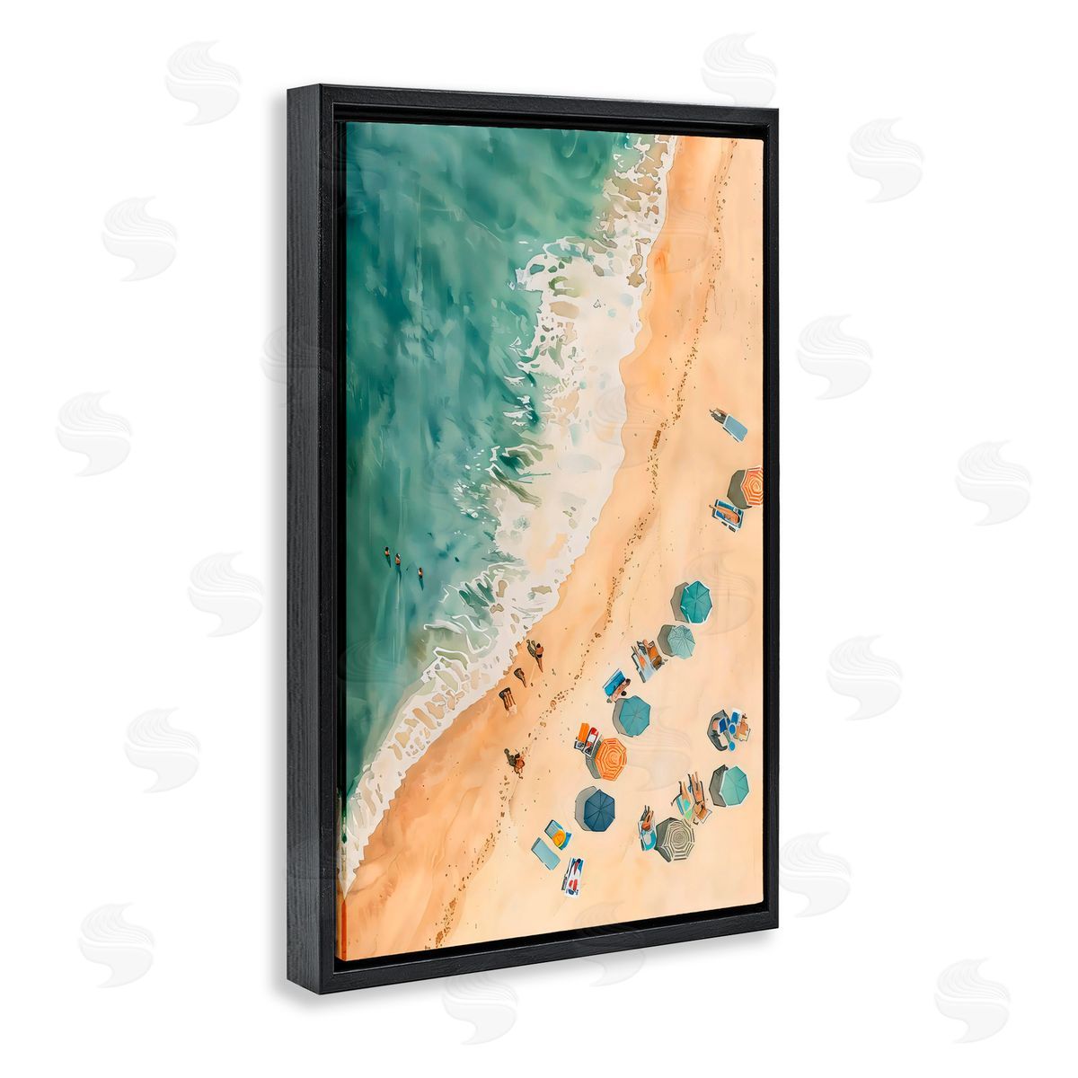 LSR Design Studio Casual Beach Aerial Perspective Black Floating Frame Canvas Wall Art Print