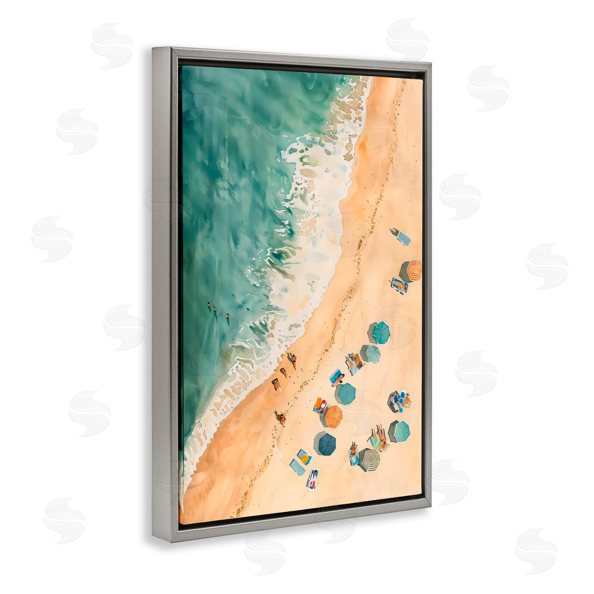 LSR Design Studio Casual Beach Aerial Perspective Gray Floating Frame Canvas Art Print