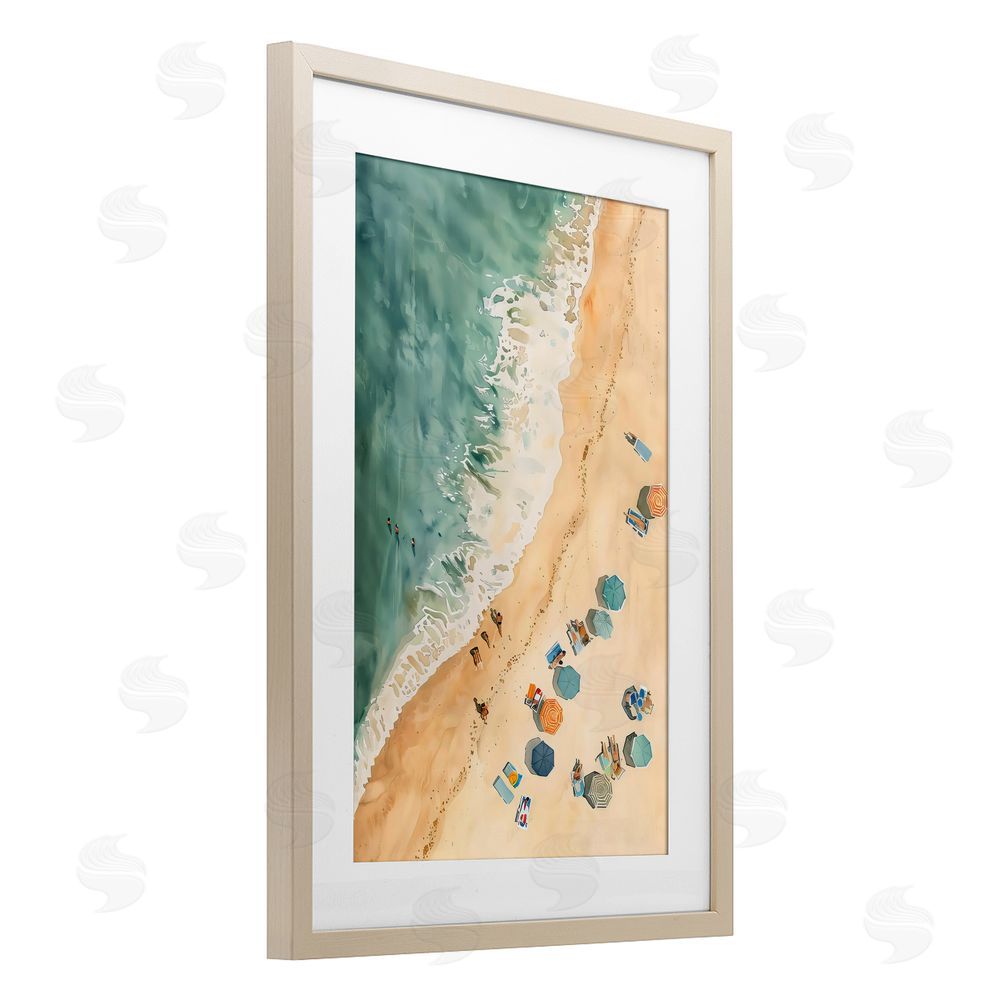 LSR Design Studio Casual Beach Aerial Perspective Birch Framed Print Under Glass Art