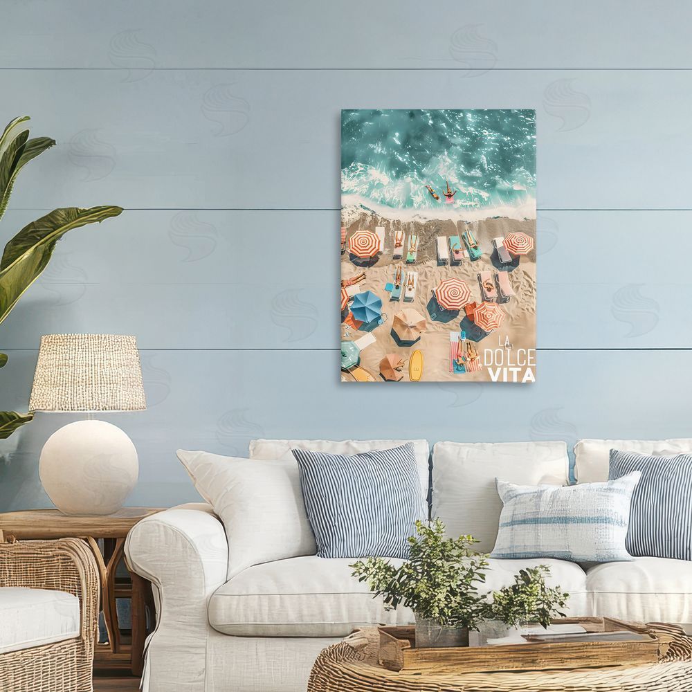 LSR Design Studio La Dolce Vita Aerial Beach Printed Wall Art in Room