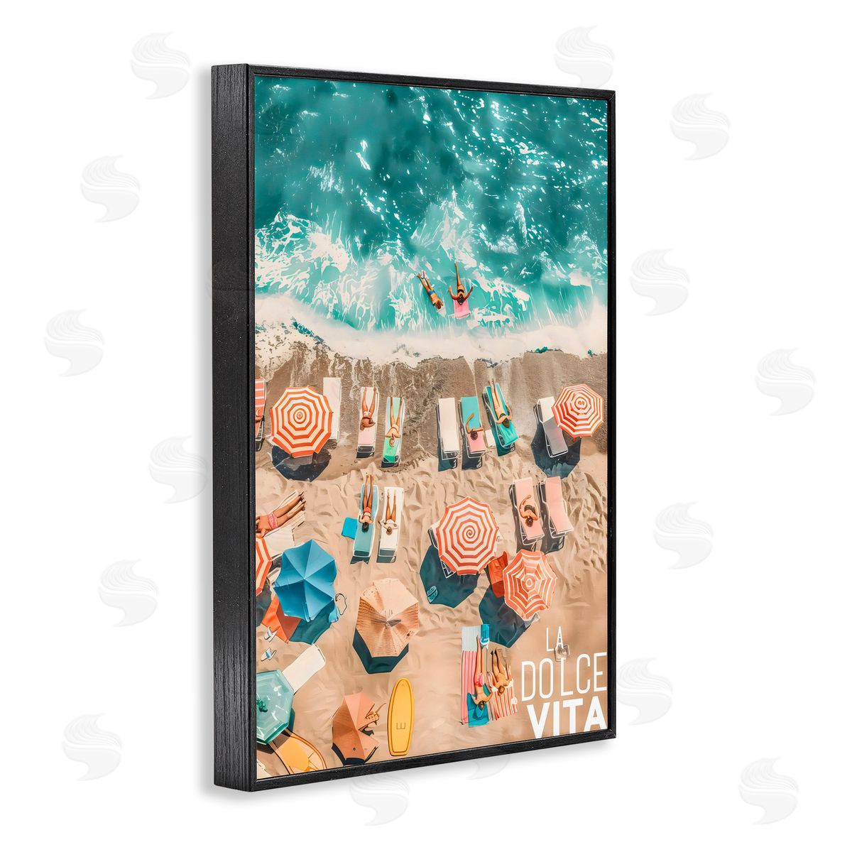 LSR Design Studio La Dolce Vita Aerial Beach Black Framed Giclee Art Print