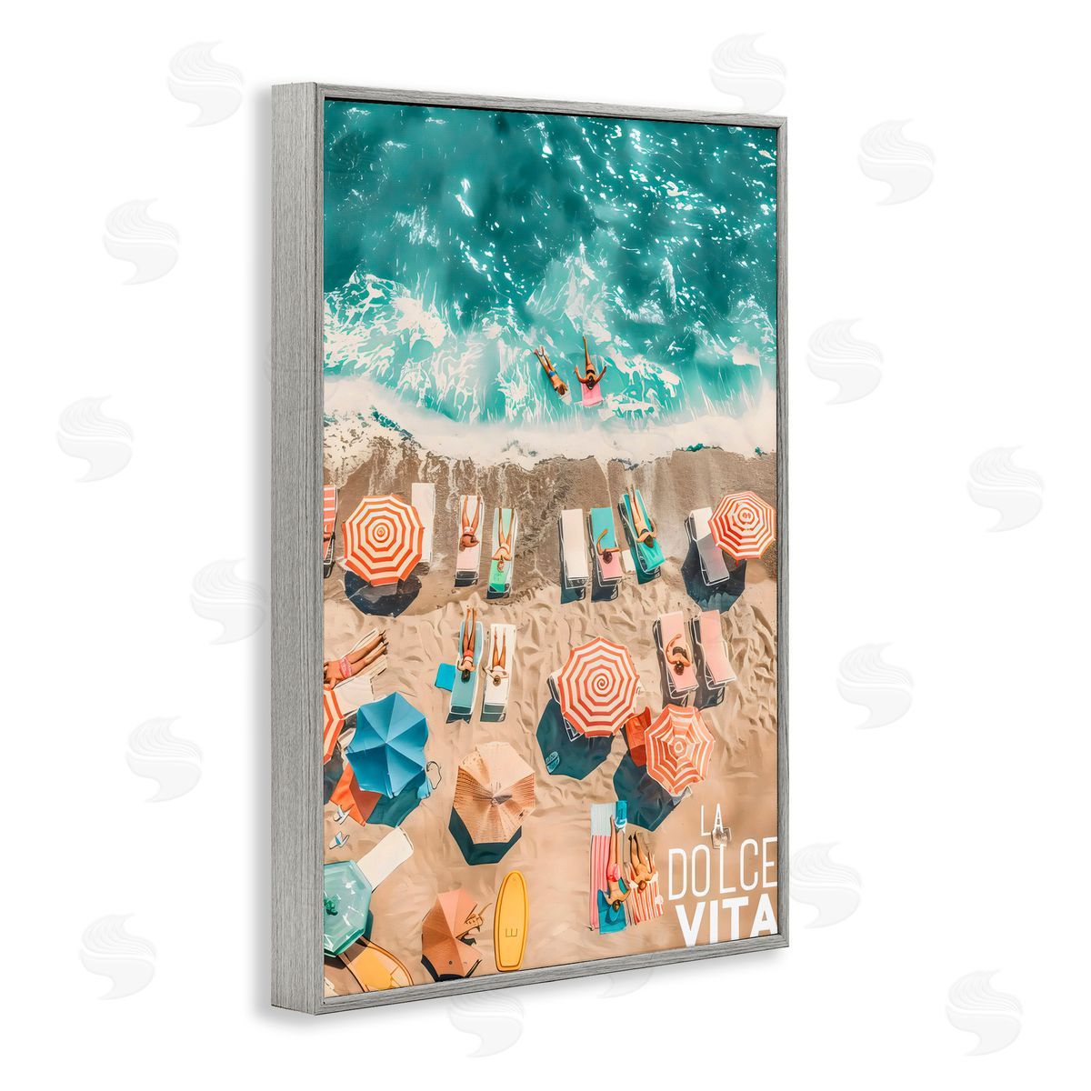 LSR Design Studio La Dolce Vita Aerial Beach Gray Framed Giclee Art Print
