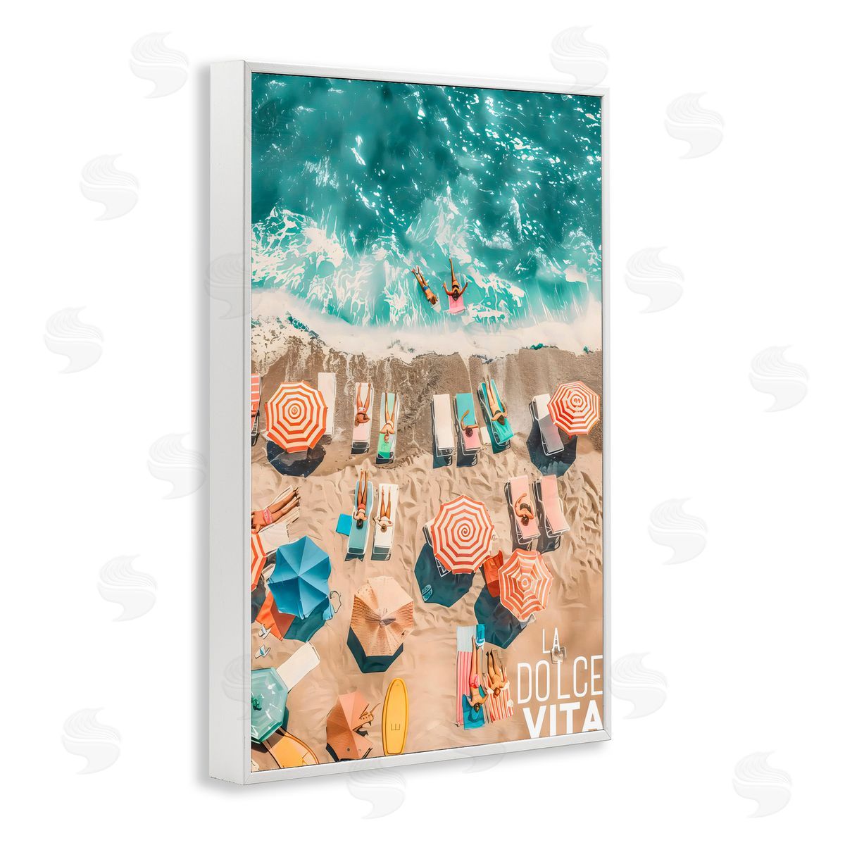 LSR Design Studio La Dolce Vita Aerial Beach White Frame Giclee Art Print