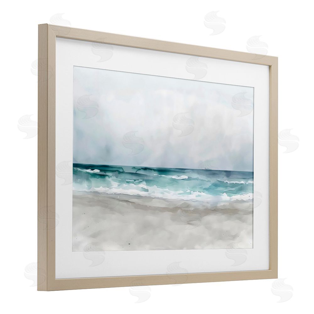 LSR Design Studio Abstract Watercolor Aqua Beach Birch Framed Print Under Glass Art