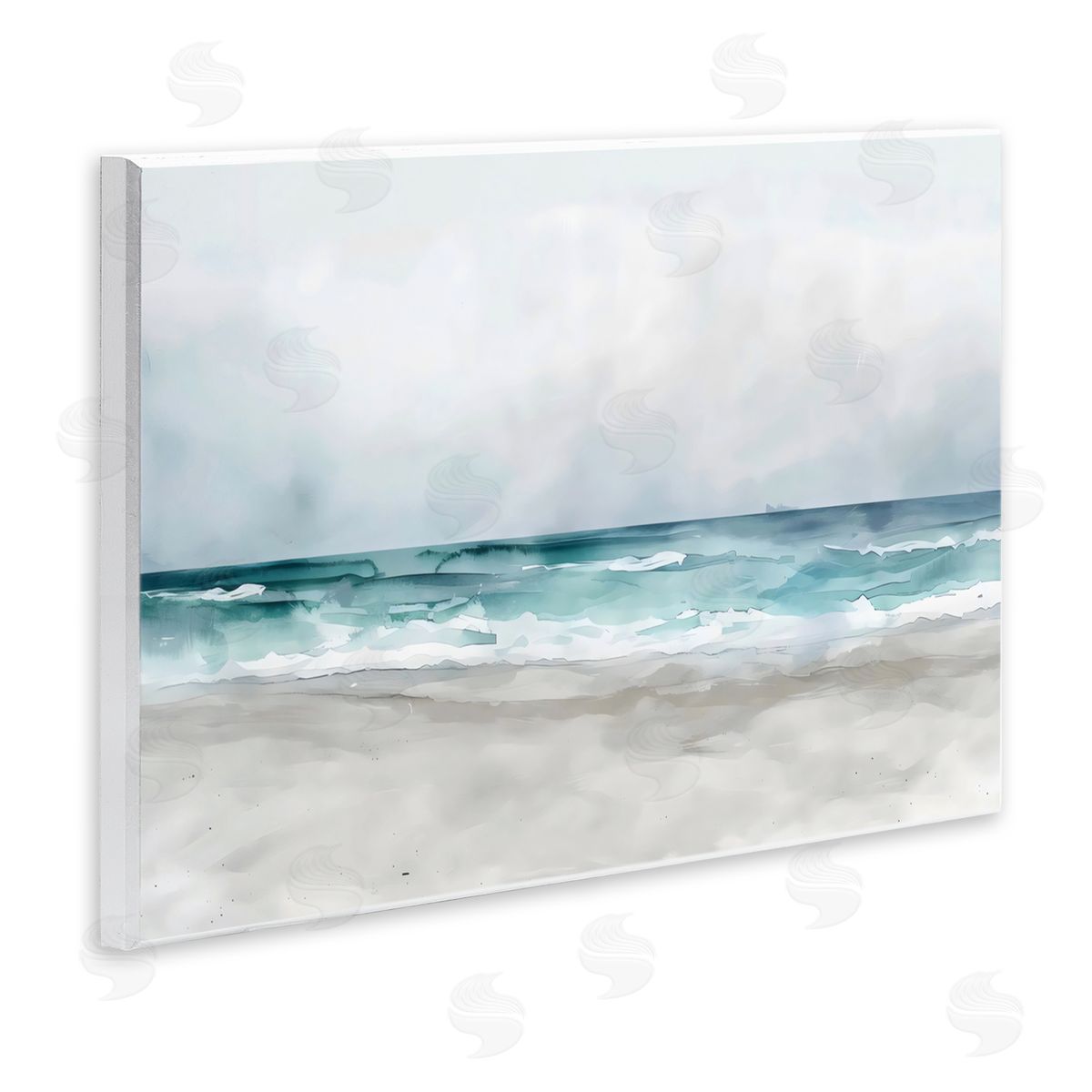 LSR Design Studio Abstract Watercolor Aqua Beach Wall Plaque Art Print