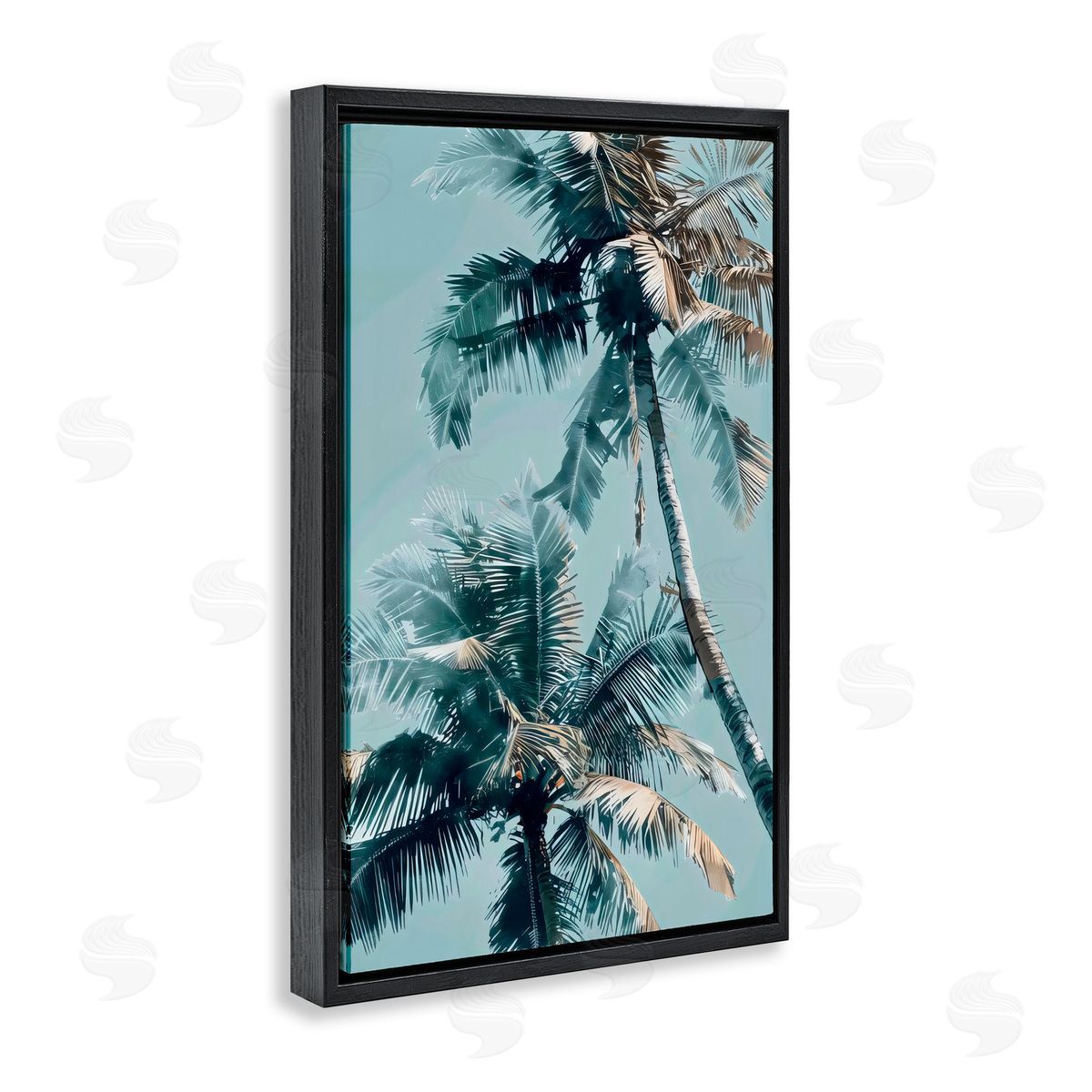 LSR Design Studio Upward Palms Perspective Black Floating Frame Canvas Wall Art Print