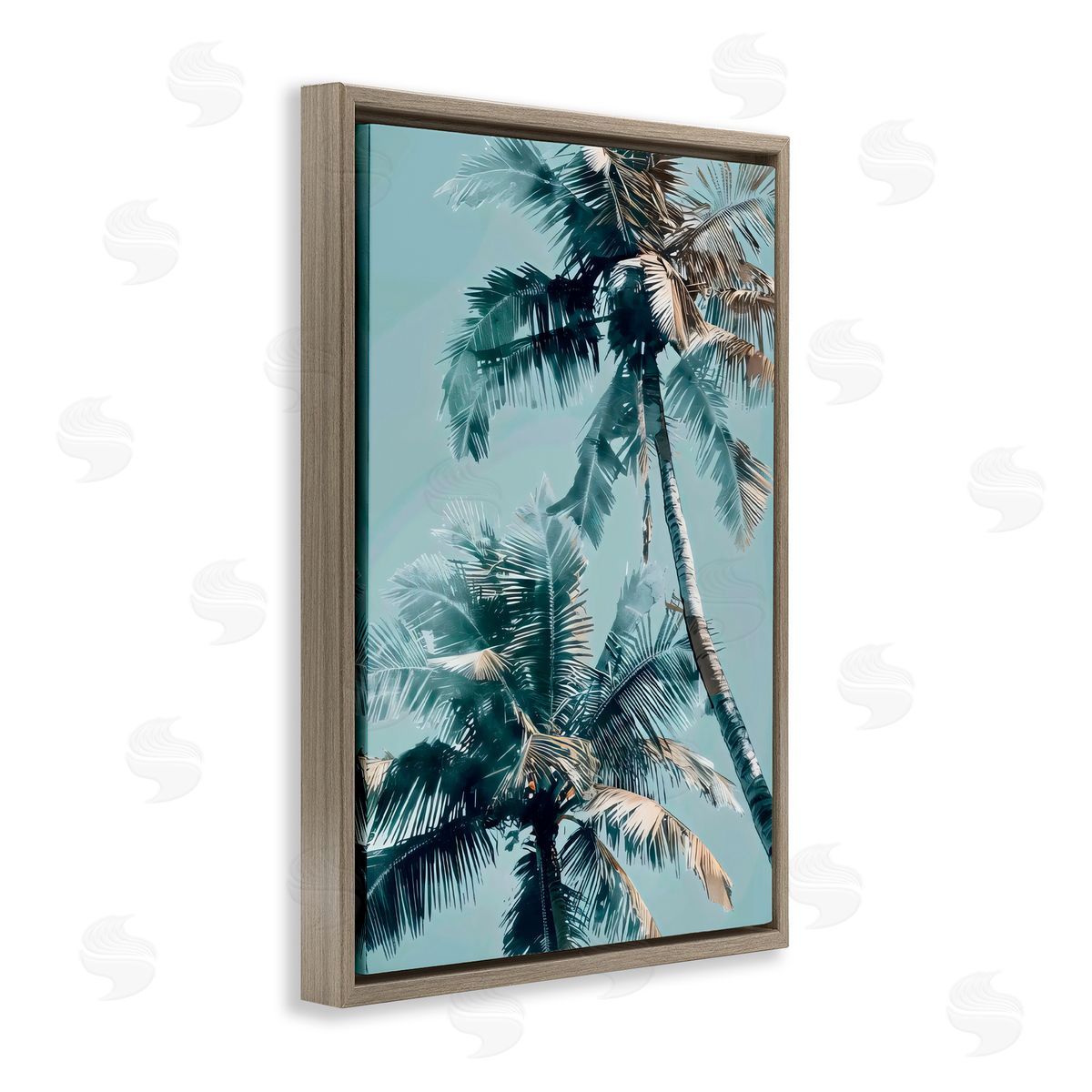 LSR Design Studio Upward Palms Perspective Brown Floating Frame Canvas Art Print