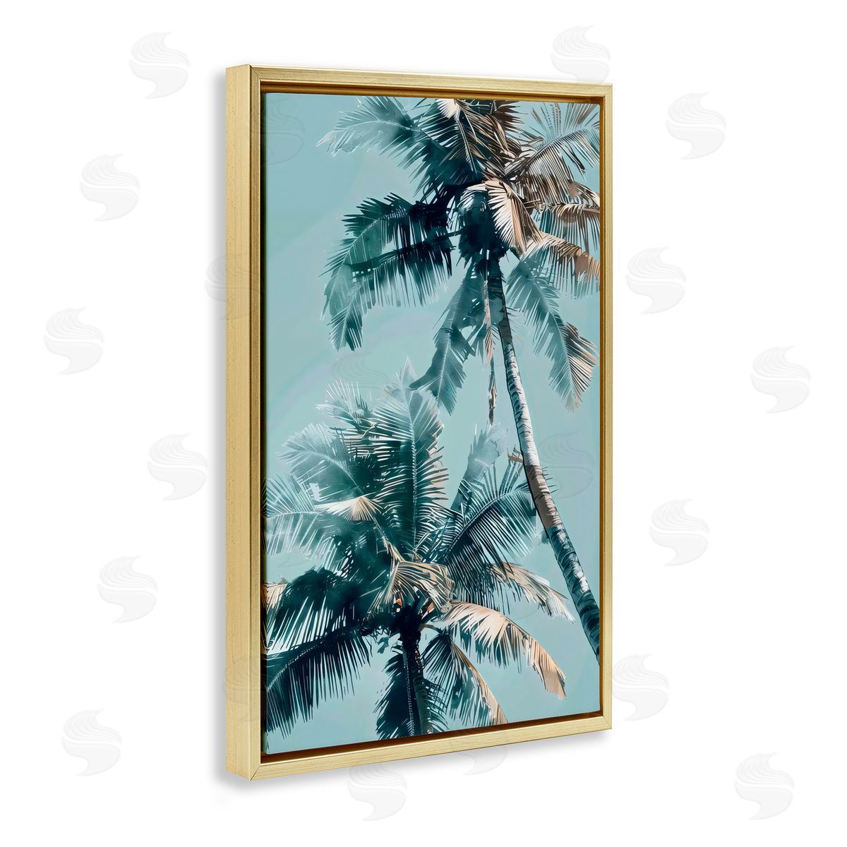LSR Design Studio Upward Palms Perspective Gold Floating Frame Canvas Art Print