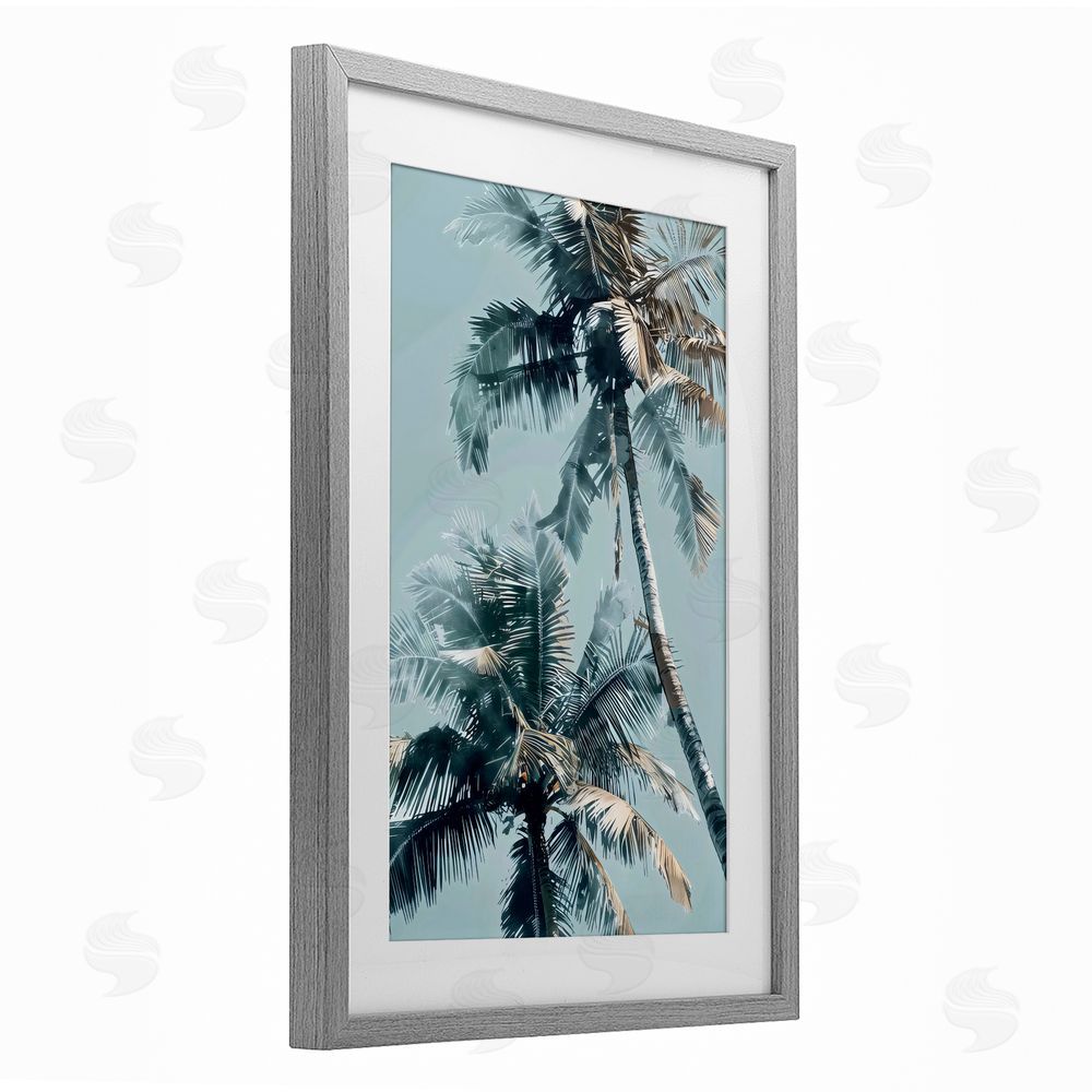 LSR Design Studio Upward Palms Perspective Gray Framed Print Under Glass Art