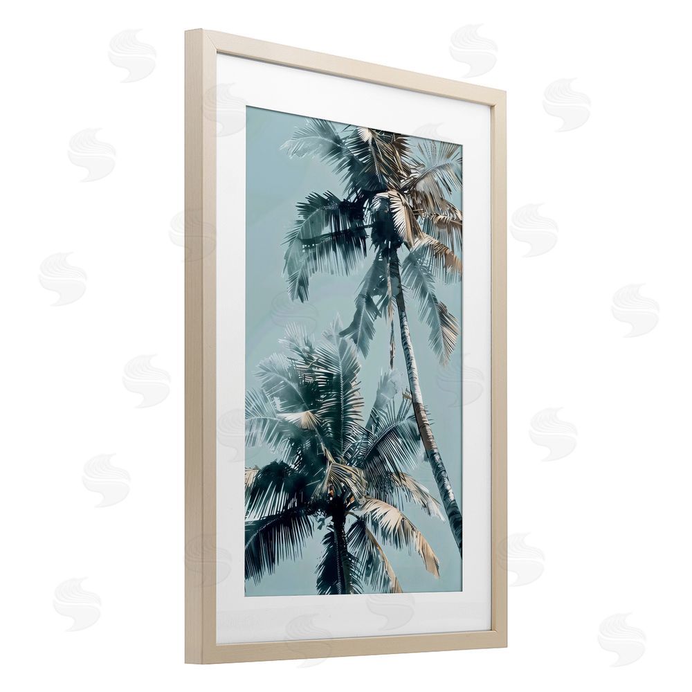 LSR Design Studio Upward Palms Perspective Birch Framed Print Under Glass Art