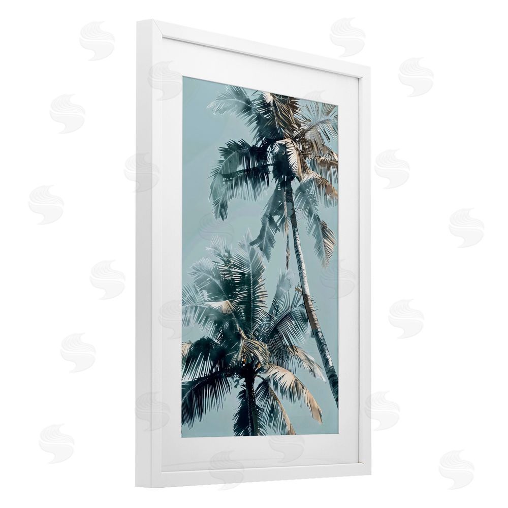 LSR Design Studio Upward Palms Perspective White Framed Print Under Glass Art