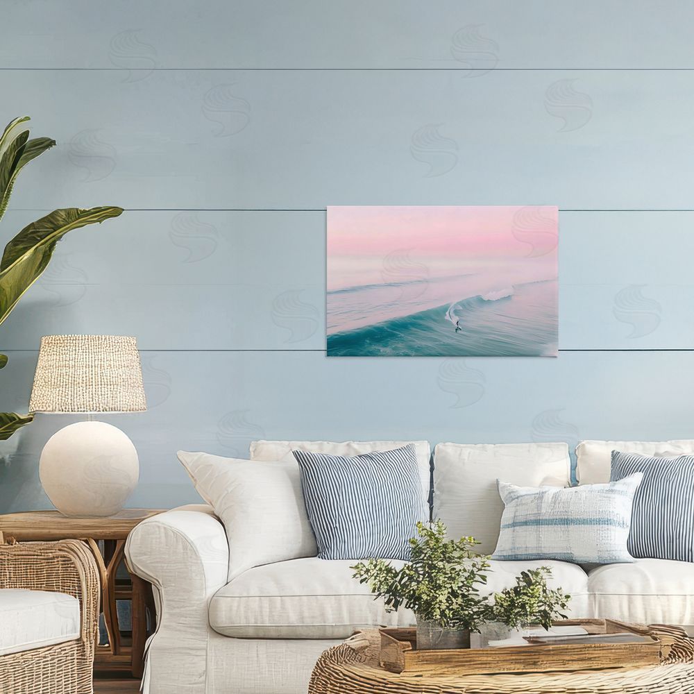 LSR Design Studio Pink Surf Pastel Sunset Printed Wall Art in Room