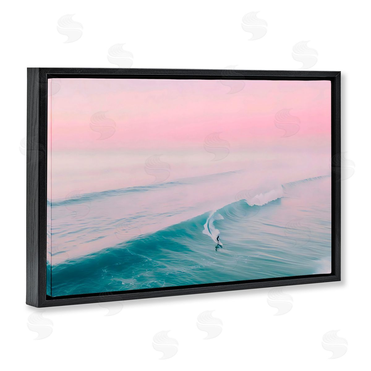 LSR Design Studio Pink Surf Pastel Sunset Black Floating Frame Canvas Wall Art Print