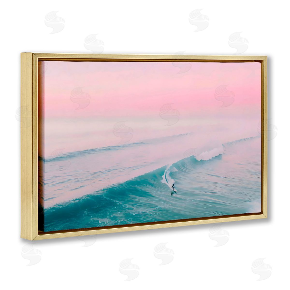 LSR Design Studio Pink Surf Pastel Sunset Gold Floating Frame Canvas Art Print