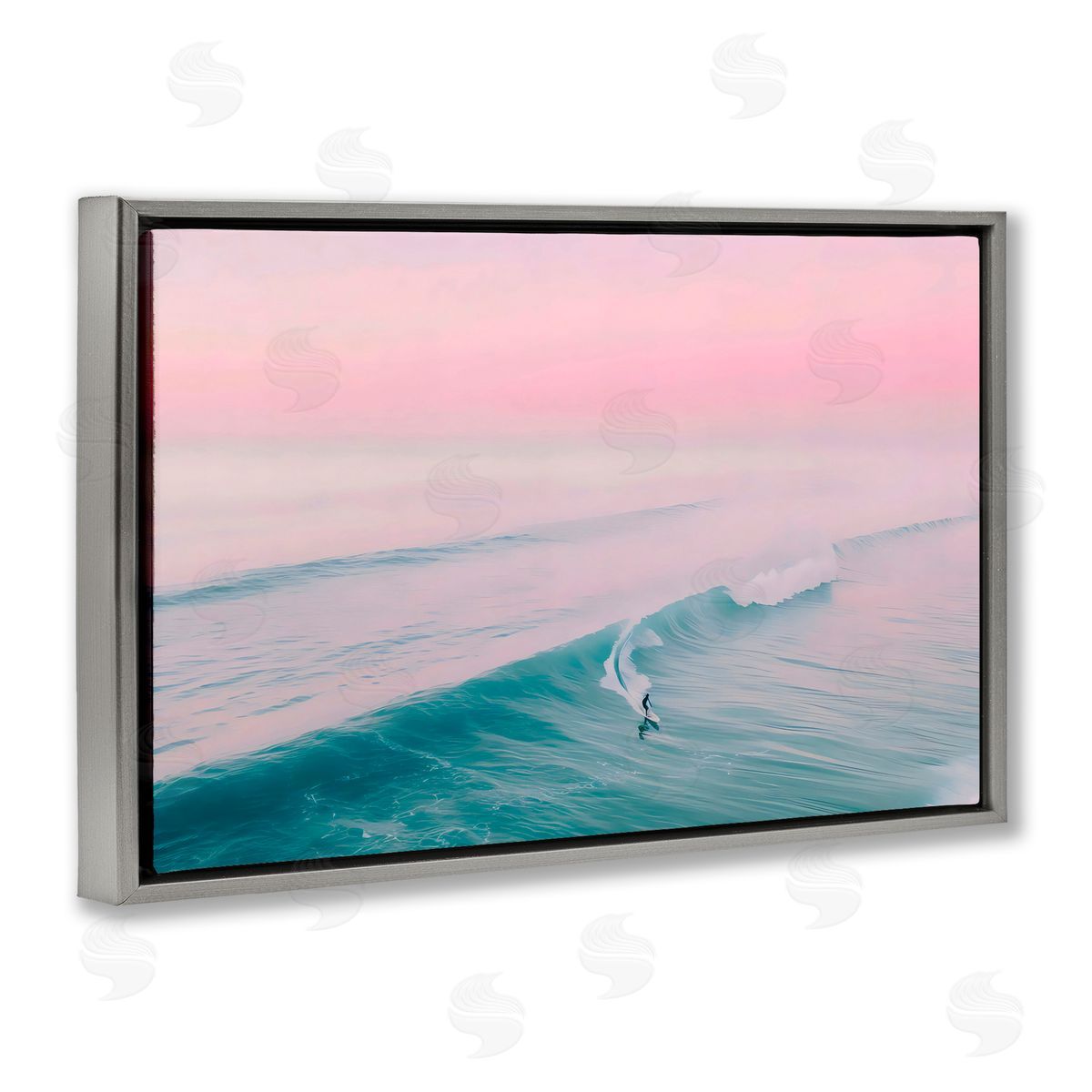 LSR Design Studio Pink Surf Pastel Sunset Gray Floating Frame Canvas Art Print