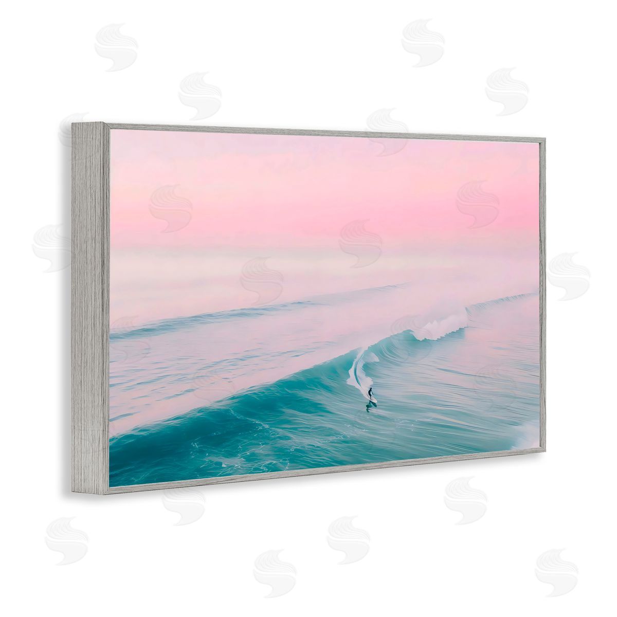 LSR Design Studio Pink Surf Pastel Sunset Gray Framed Giclee Art Print