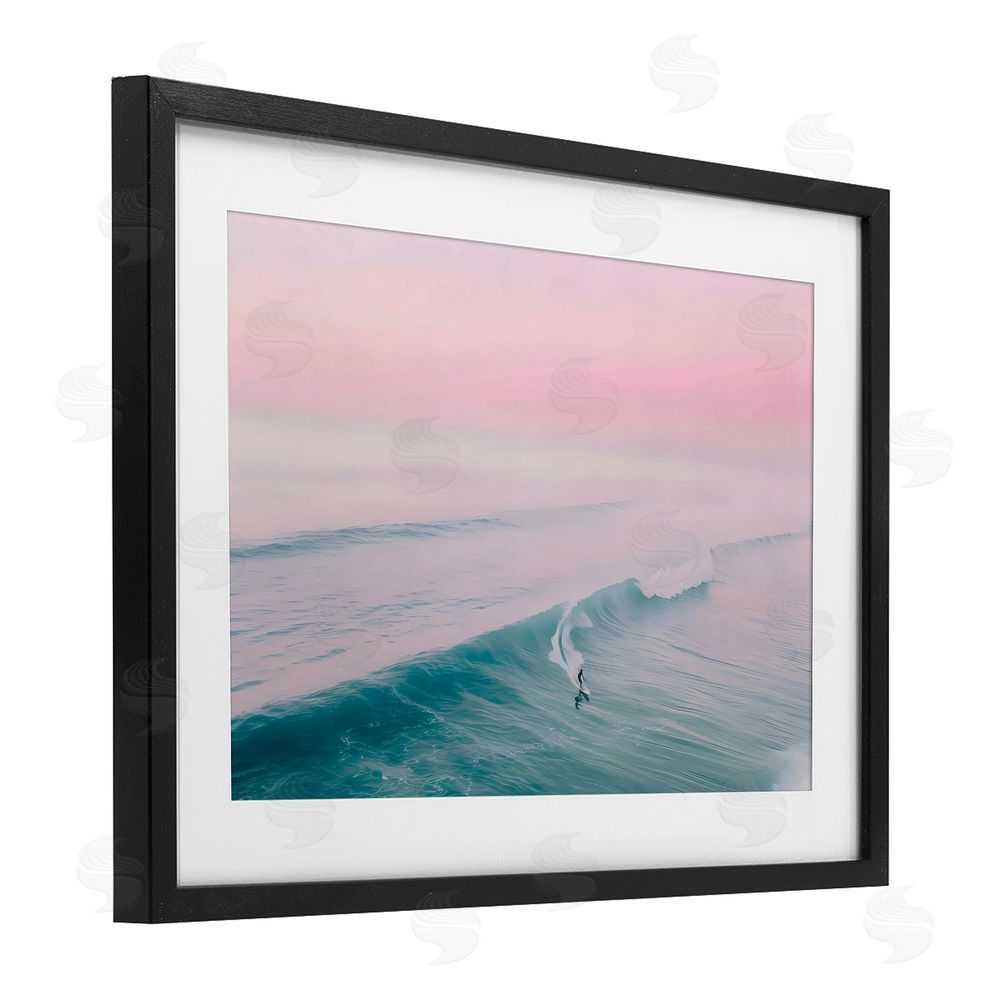 LSR Design Studio Pink Surf Pastel Sunset Black Framed Print Under Glass Art