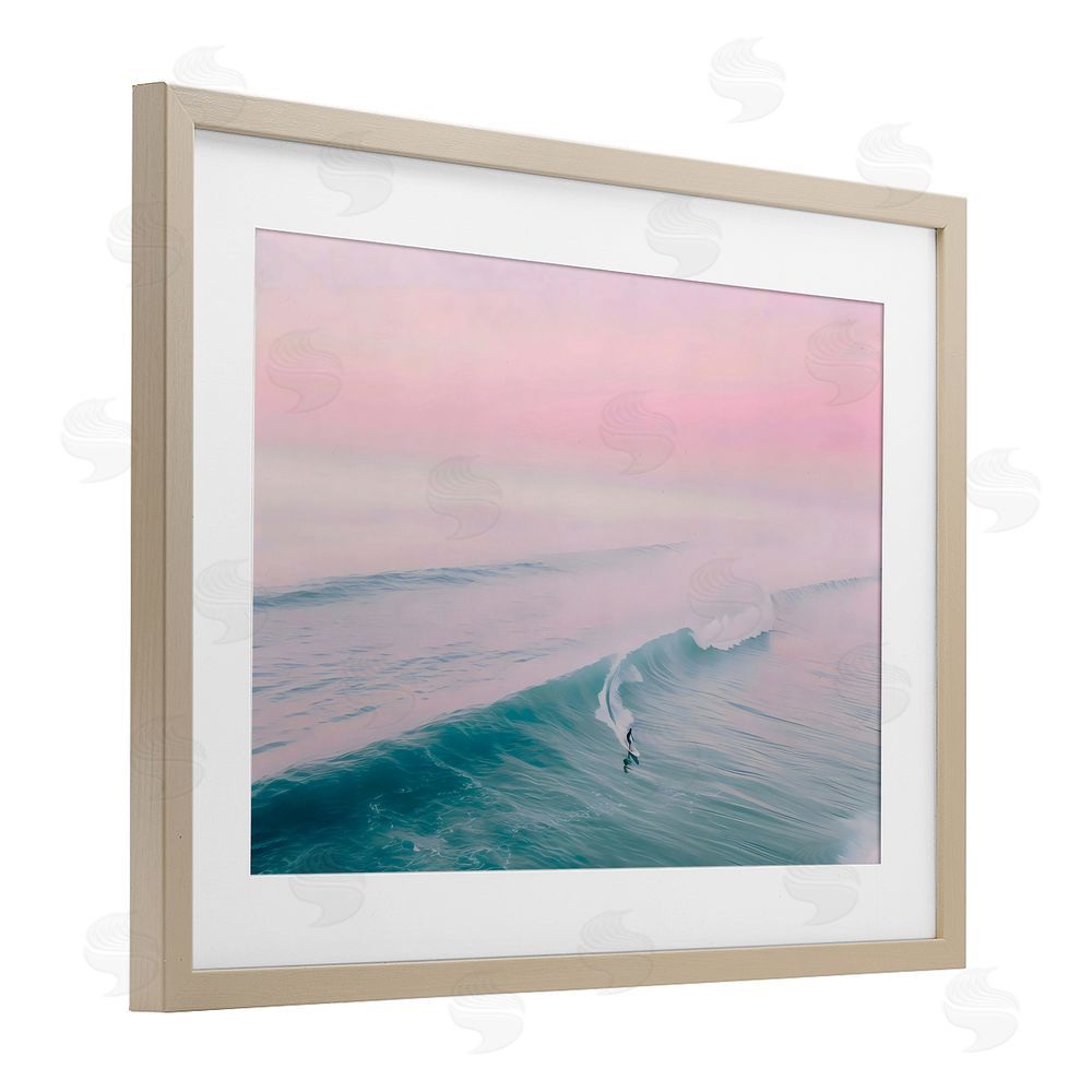 LSR Design Studio Pink Surf Pastel Sunset Birch Framed Print Under Glass Art