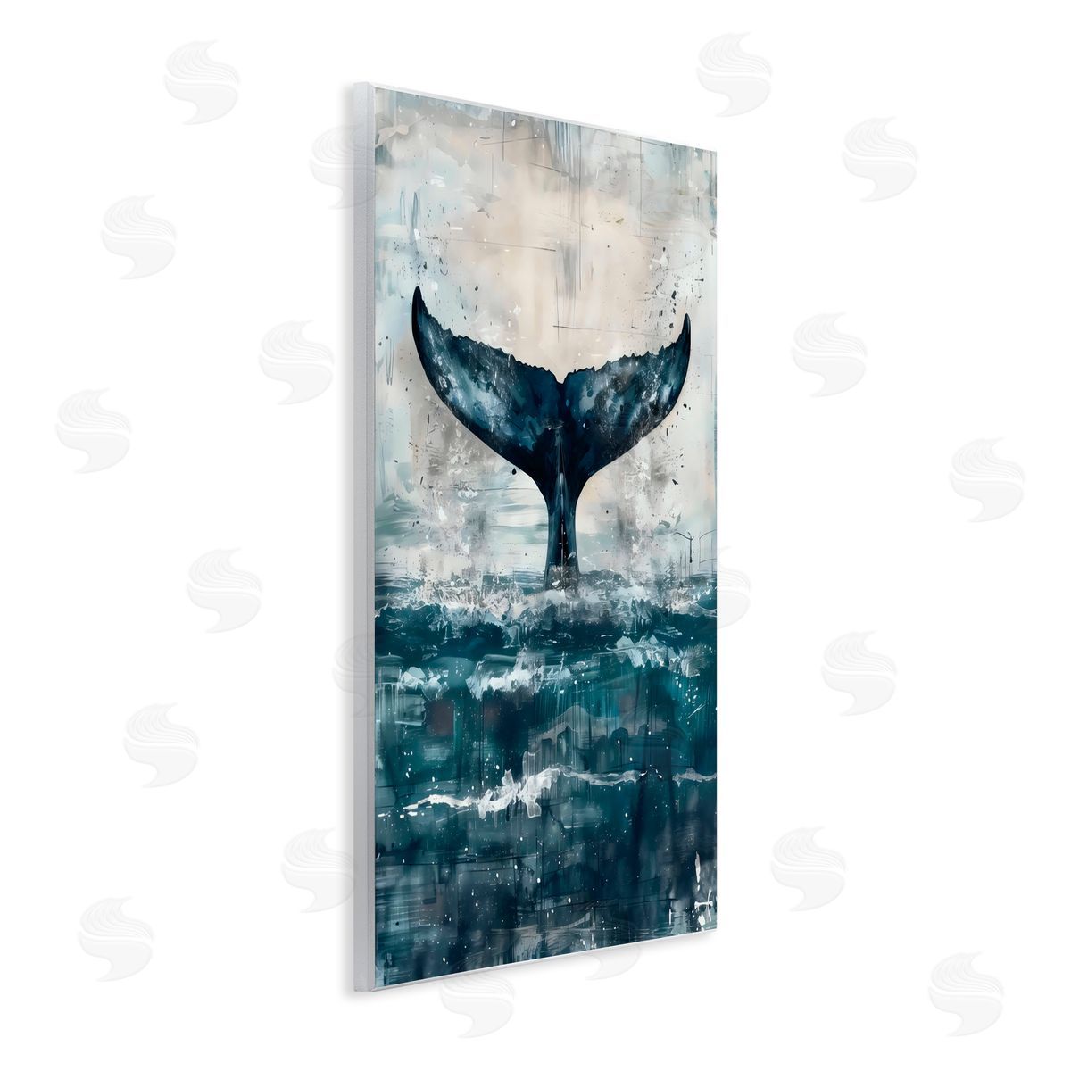 LSR Design Studio Centered Distressed Whale Tail Wall Plaque Art Print