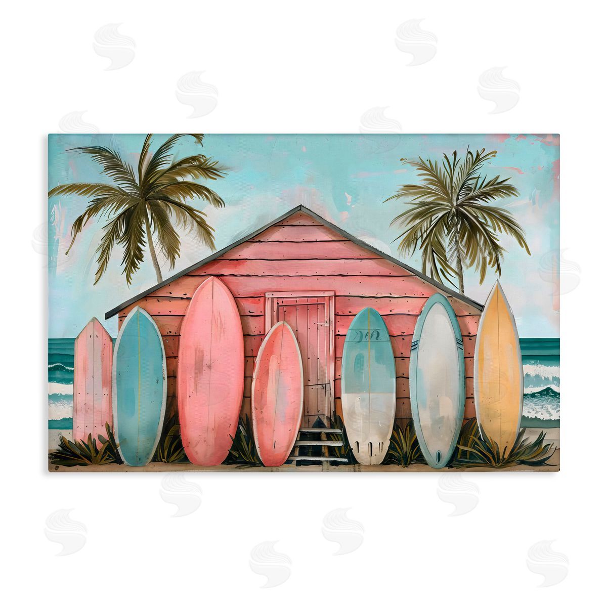 LSR Design Studio Pastel Boards Against Cabin Canvas Wall Art Print