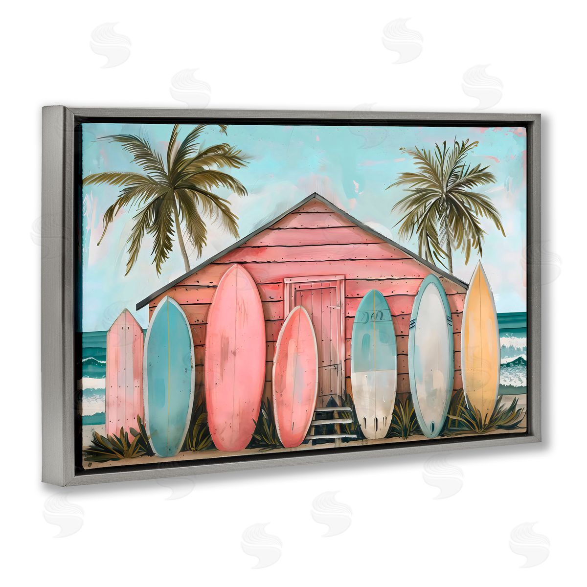 LSR Design Studio Pastel Boards Against Cabin Gray Floating Frame Canvas Art Print