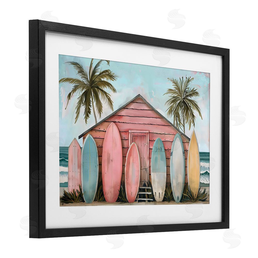 LSR Design Studio Pastel Boards Against Cabin Black Framed Print Under Glass Art
