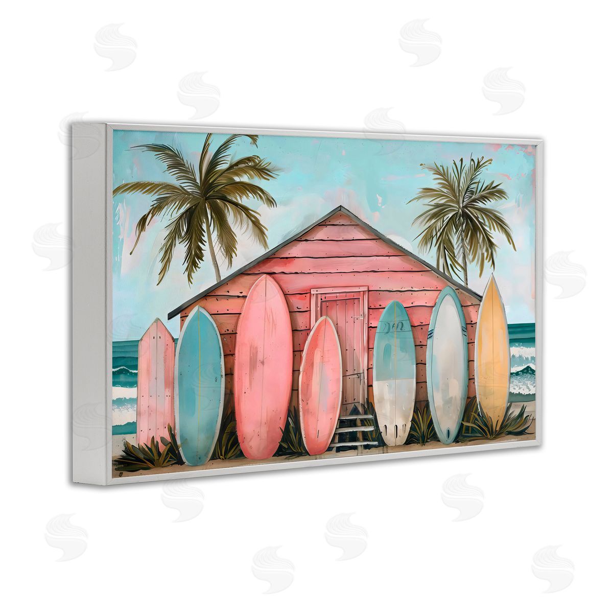 LSR Design Studio Pastel Boards Against Cabin White Frame Giclee Art Print
