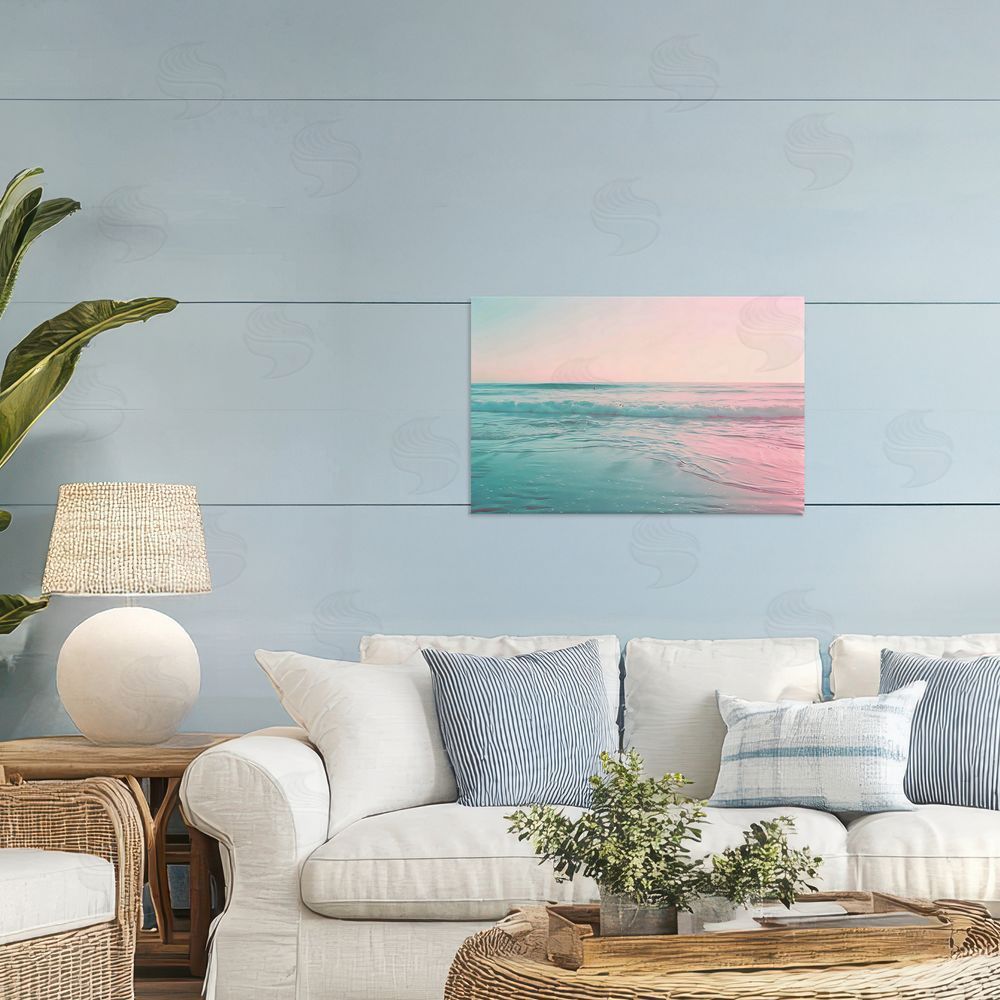 LSR Design Studio Sunset Collision Seascape Printed Wall Art in Room