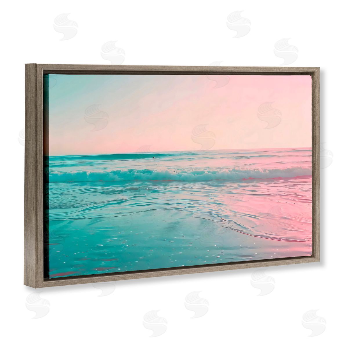 LSR Design Studio Sunset Collision Seascape Brown Floating Frame Canvas Art Print
