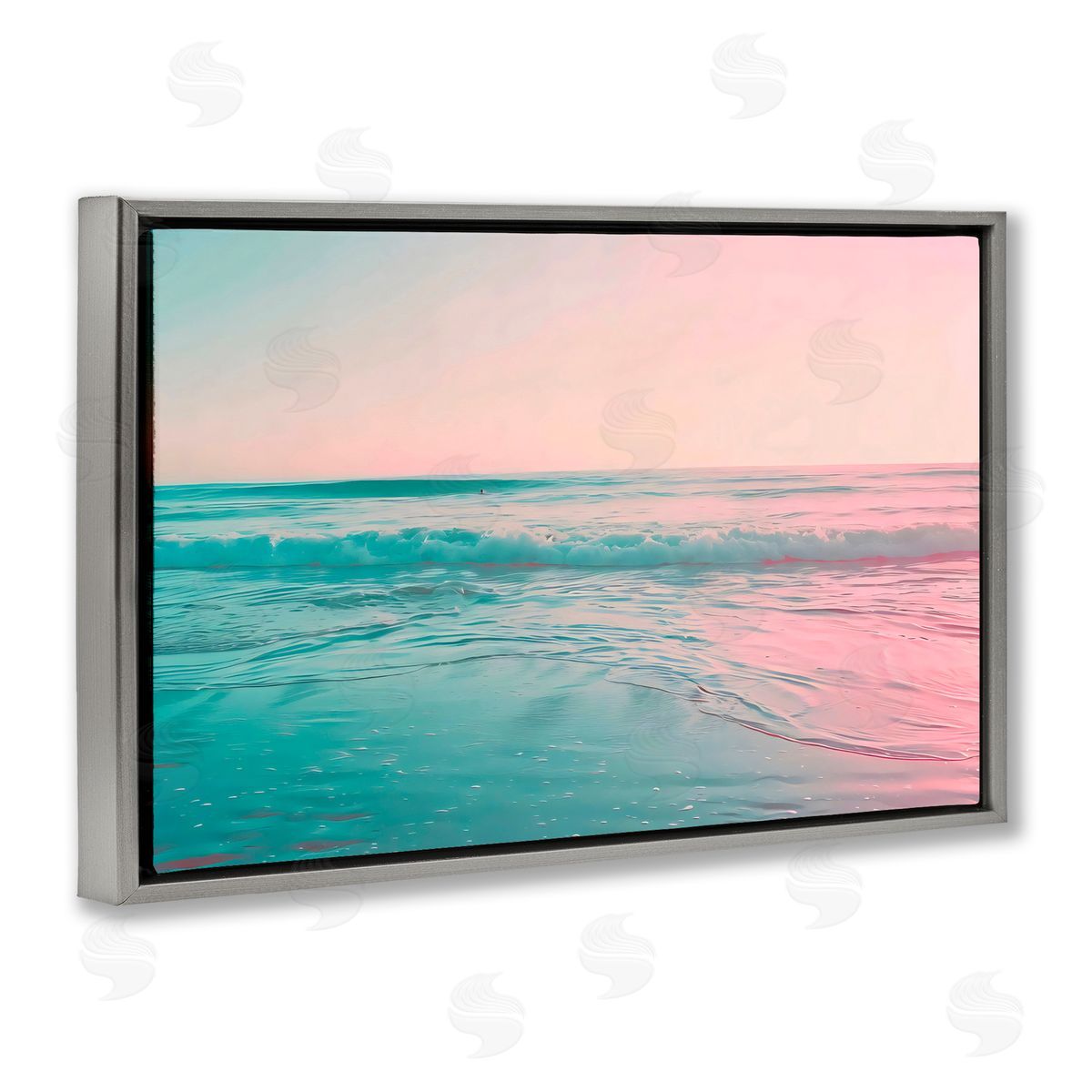 LSR Design Studio Sunset Collision Seascape Gray Floating Frame Canvas Art Print