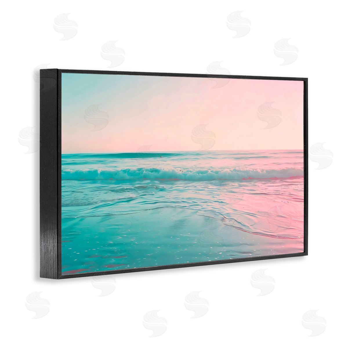 LSR Design Studio Sunset Collision Seascape Black Framed Giclee Art Print