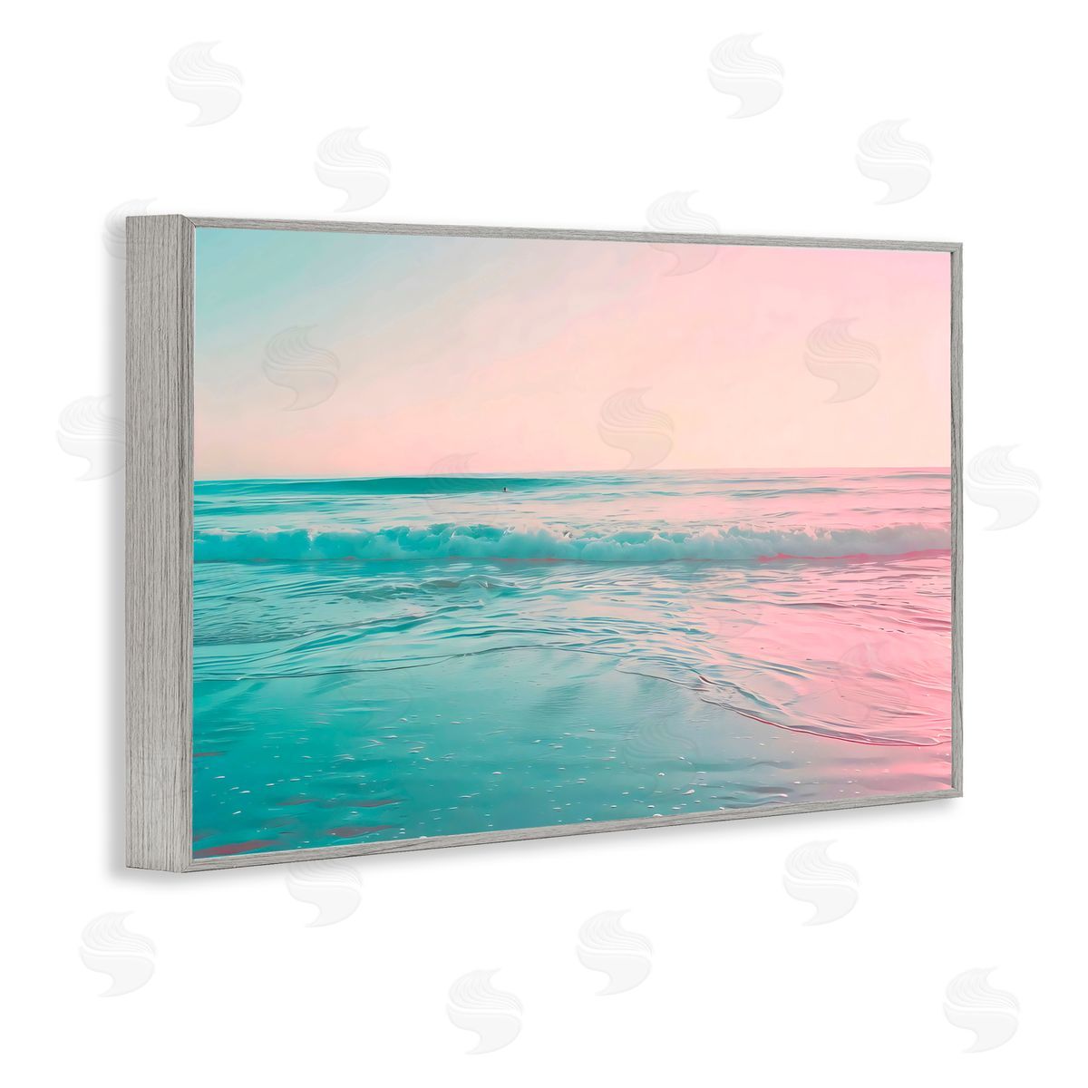 LSR Design Studio Sunset Collision Seascape Gray Framed Giclee Art Print