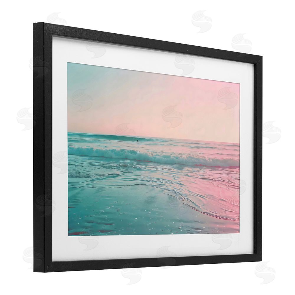 LSR Design Studio Sunset Collision Seascape Black Framed Print Under Glass Art